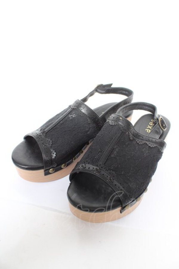 画像1: axes femme / レースサボサンダル L 黒 Y-26-02-05-046-AX-SH-SZ-ZY (1)