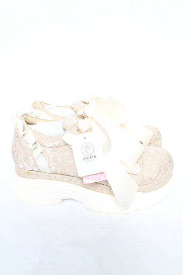 画像4: axes femme POETIQUE / サテンリボンスニーカー L 生成り Y-26-02-05-047-AX-SH-SZ-ZY (4)