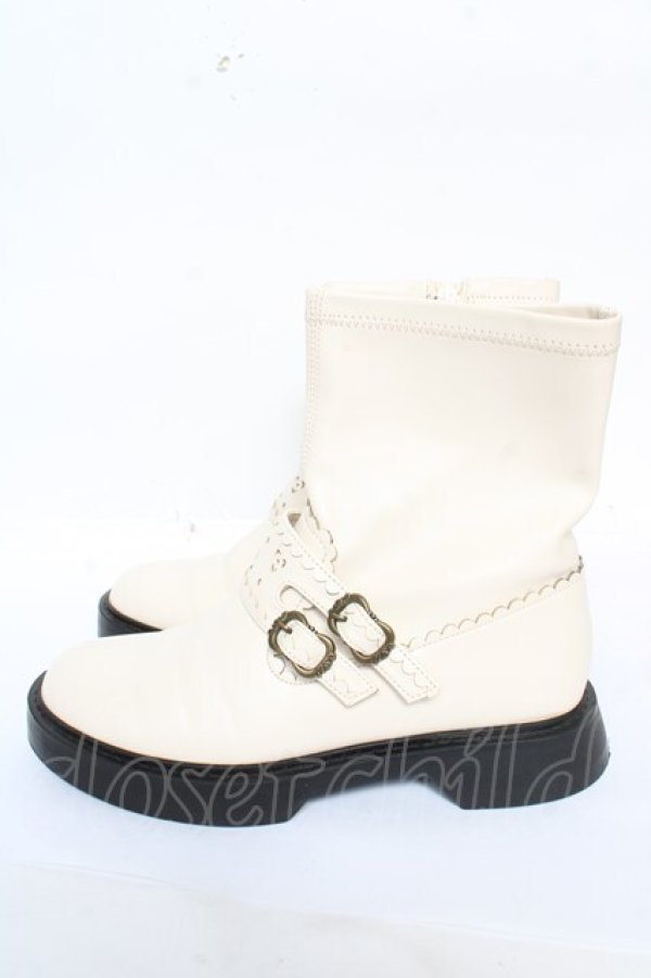 画像2: axes femme / ストレッチエンジニアブーツ L 生成り Y-26-02-05-048-AX-SH-SZ-ZY (2)