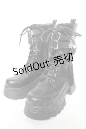 画像: axes femme POETIQUE / チャイナ釦タンクソールブーツ L 黒 Y-26-02-05-049-AX-SH-SZ-ZY