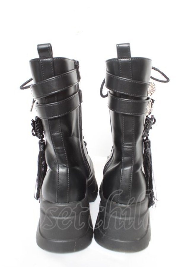 画像3: axes femme POETIQUE / チャイナ釦タンクソールブーツ L 黒 Y-26-02-05-049-AX-SH-SZ-ZY (3)