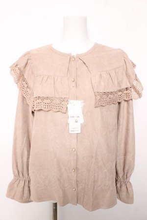 画像: axes femme / ビッグ襟ブラウス M ベージュ Y-26-02-05-058-AX-BL-SZ-ZY