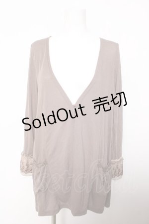 画像: axes femme / 袖刺繍カーディガン M 茶 Y-26-02-05-061-AX-TO-SZ-ZT629