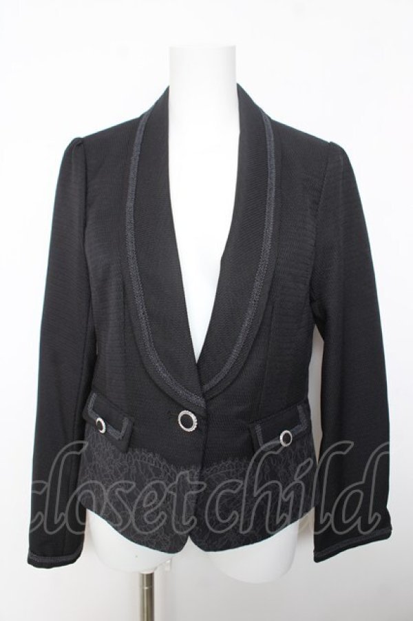 画像1: axes femme / 裾レーステーラードジャケット M 黒 Y-26-02-05-062-AX-JA-SZ-ZY (1)