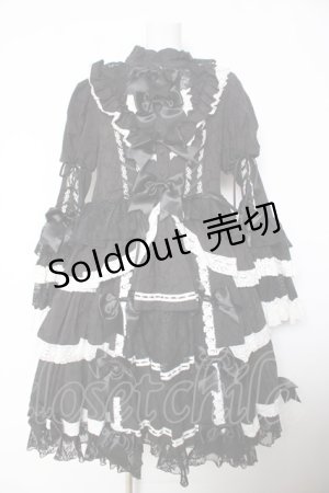 画像: Hoshibako Works / シャルロット デコラティヴワンピース  黒×白 Y-26-02-05-065-LO-OP-SZ-ZY