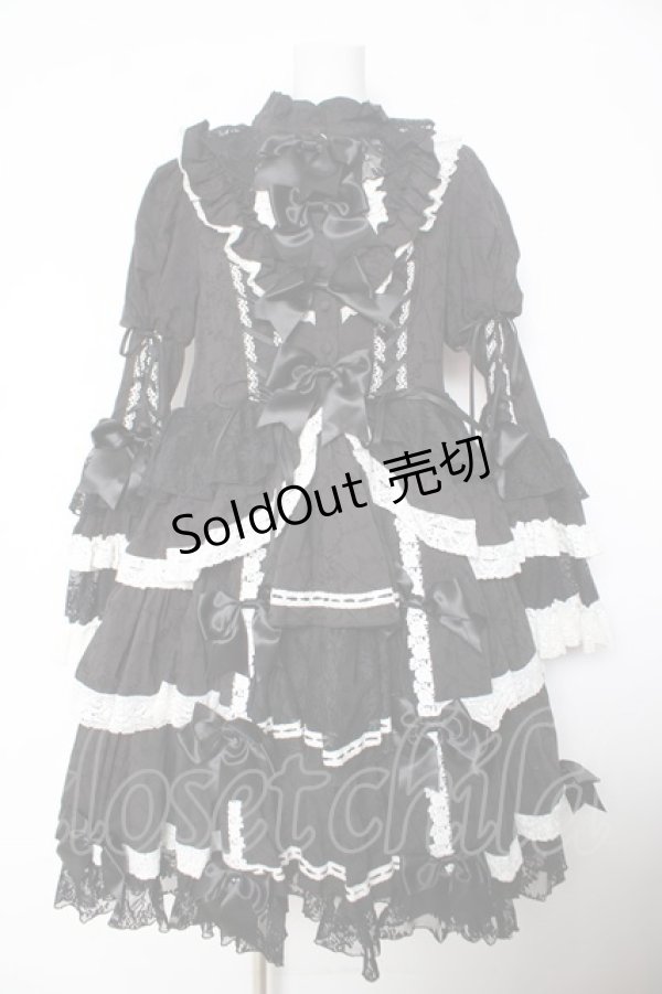 画像1: Hoshibako Works / シャルロット デコラティヴワンピース  黒×白 Y-26-02-05-065-LO-OP-SZ-ZY (1)