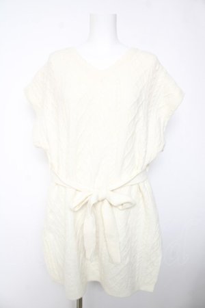 画像: axes femme POETIQUE / ベルト付ロングニットベスト M 生成り Y-26-02-05-070-AX-TO-SZ-ZY