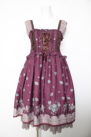 画像: axes femme POETIQUE / ローズ×ねこ柄ワンピース M ワイン Y-26-02-05-071-AX-OP-SZ-ZY