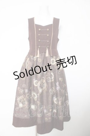 画像: axes femme / レトロクロック柄ジャンスカ F 茶 Y-26-02-05-073-AX-OP-SZ-ZY