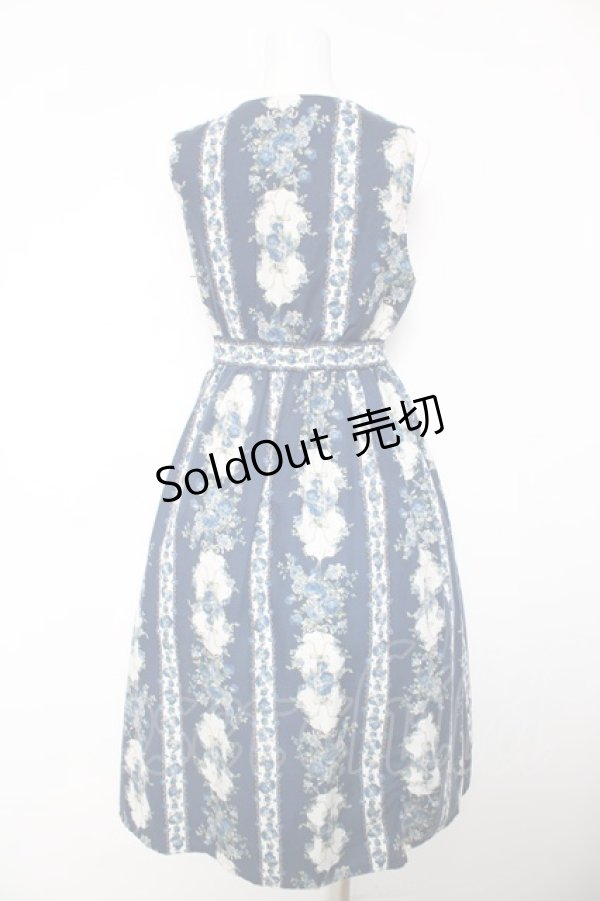 画像2: axes femme / 薔薇ストライプロングワンピース M 紺 Y-26-02-05-075-AX-OP-SZ-ZY (2)