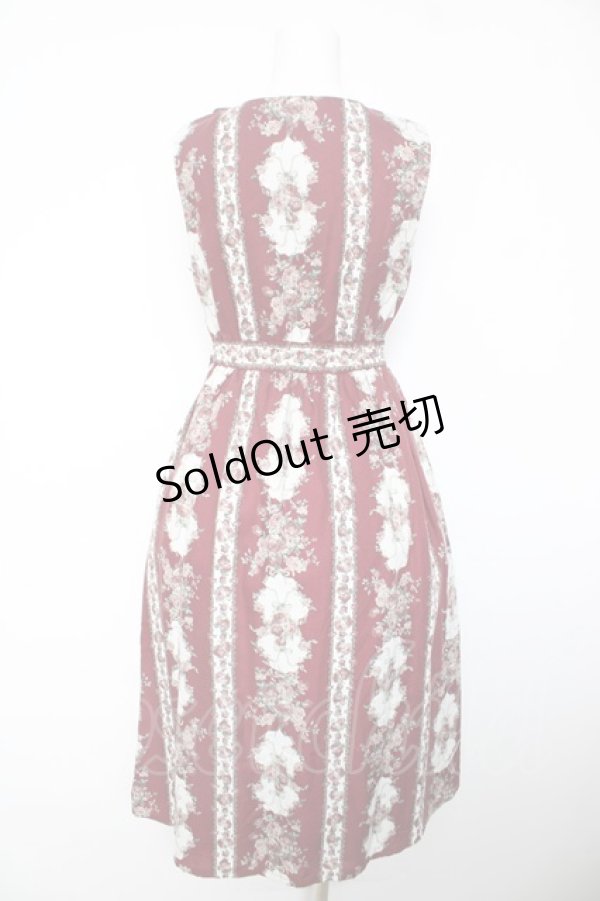 画像2: axes femme / 薔薇ストライプロングワンピース M ワイン Y-26-02-05-076-AX-OP-SZ-ZY (2)