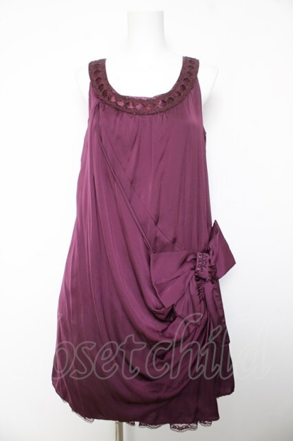 画像1: axes femme / リボンデザインドレス M パープル Y-26-02-05-078-AX-OP-SZ-ZY (1)