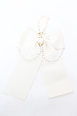 画像: m petit by misako / AMリボンパールバッグチャーム  中白 Y-26-02-05-010-LO-AC-SZ-ZY