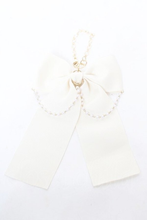 画像1: m petit by misako / AMリボンパールバッグチャーム  中白 Y-26-02-05-010-LO-AC-SZ-ZY (1)