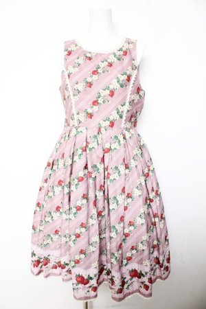 画像: axes femme kawaii / いちご柄ジャンパースカート M ピンク Y-26-02-05-082-AX-OP-SZ-ZY