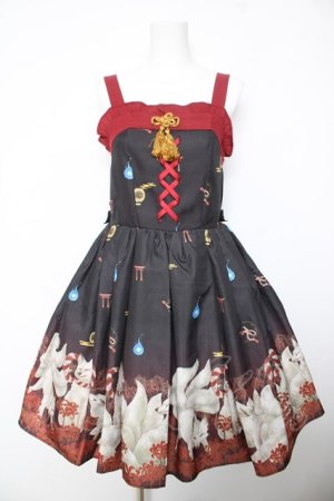 画像: axes femme kawaii / 彼岸の白狐会柄ジャンスカ M 黒 Y-26-02-05-084-AX-OP-SZ-ZY