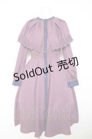 画像: axes femme POETIQUE / 刺繍ケープ付きワンピース M パープル Y-26-02-05-087-AX-OP-SZ-ZY