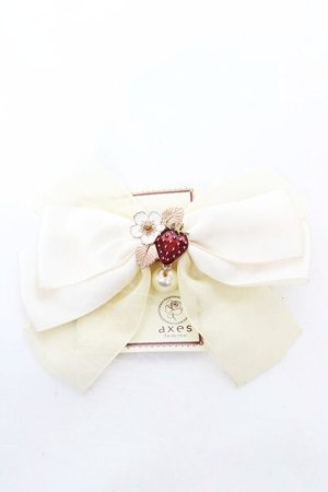 画像: axes femme POETIQUE / いちごリボンクリップ  生成り Y-26-02-05-012-AX-AC-SZ-ZY