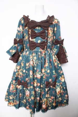 画像: axes femme kawaii / アンティークローズ柄ワンピース M グリーン Y-26-02-05-091-AX-OP-SZ-ZY