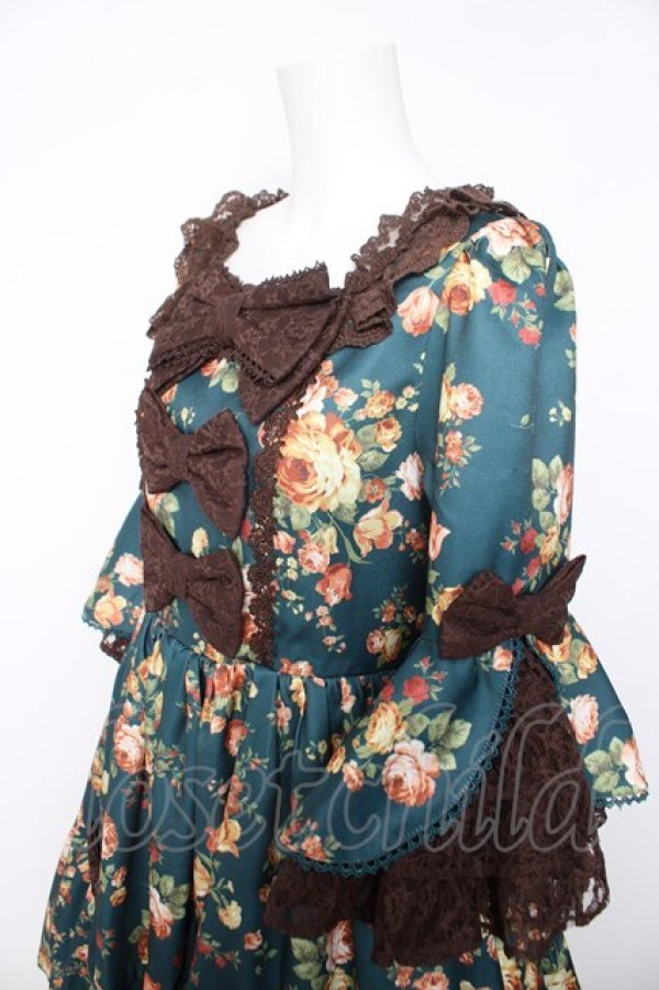 画像3: axes femme kawaii / アンティークローズ柄ワンピース M グリーン Y-26-02-05-091-AX-OP-SZ-ZY (3)