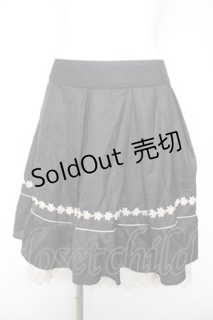 画像: axes femme / レース使いシフォンプリーツスカート M 黒 Y-26-02-05-094-AX-SK-SZ-ZS