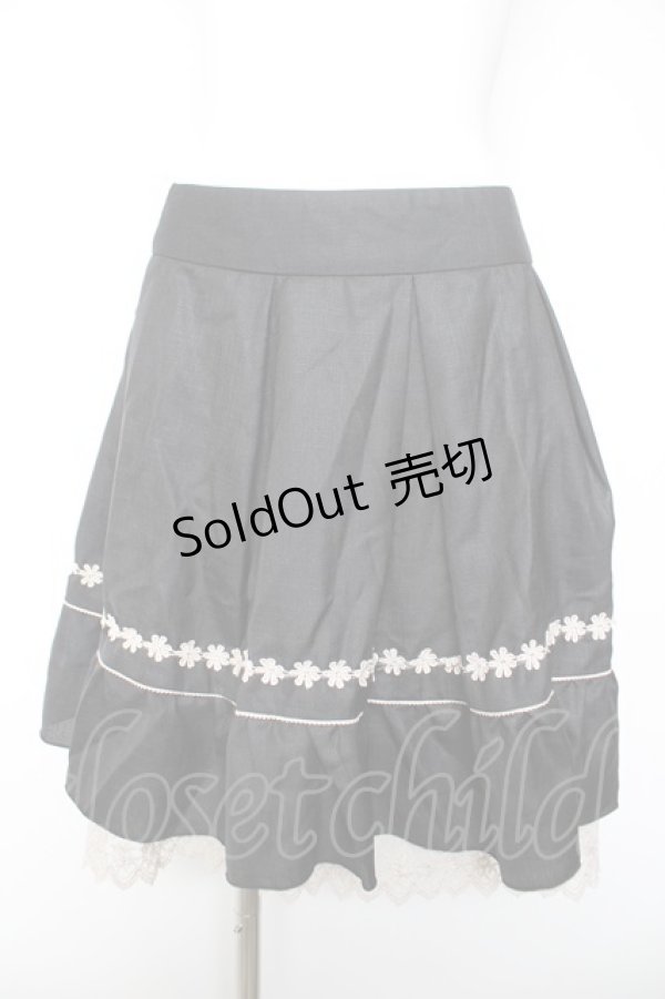 画像1: axes femme / レース使いシフォンプリーツスカート M 黒 Y-26-02-05-094-AX-SK-SZ-ZS (1)