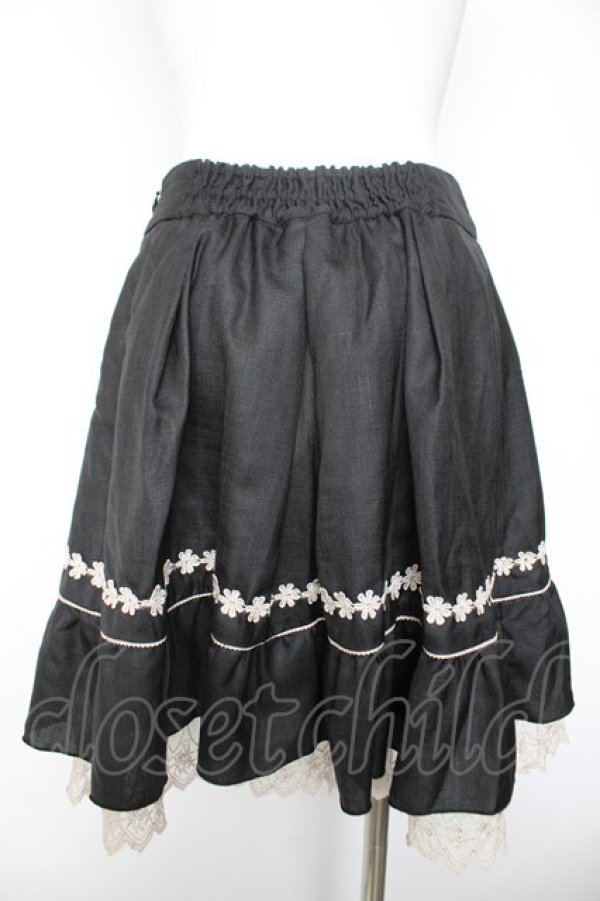 画像2: axes femme / レース使いシフォンプリーツスカート M 黒 Y-26-02-05-094-AX-SK-SZ-ZY (2)