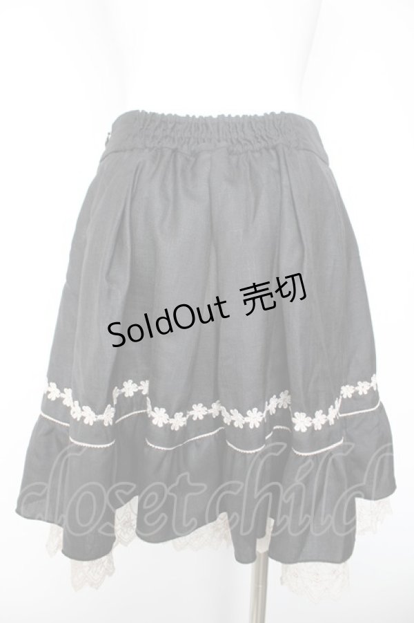 画像2: axes femme / レース使いシフォンプリーツスカート M 黒 Y-26-02-05-094-AX-SK-SZ-ZS (2)