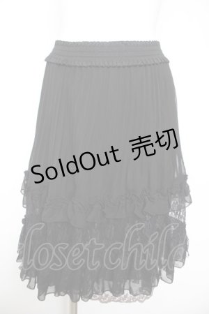 画像: axes femme / お花レースタックスカート M 黒 Y-26-02-05-096-AX-SK-SZ-ZY