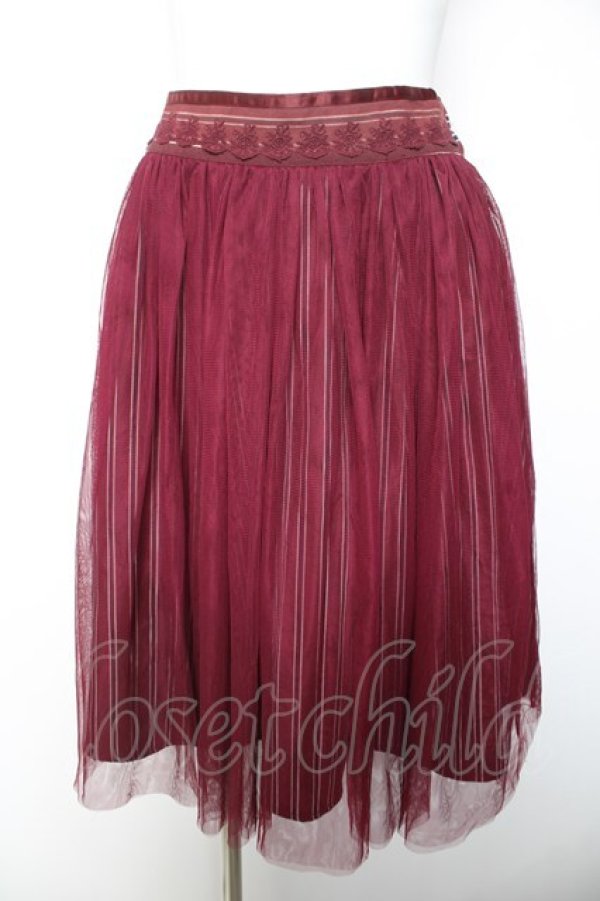 画像1: axes femme / チュール重ね柄スカート M ワイン Y-26-02-05-097-AX-SK-SZ-ZY (1)