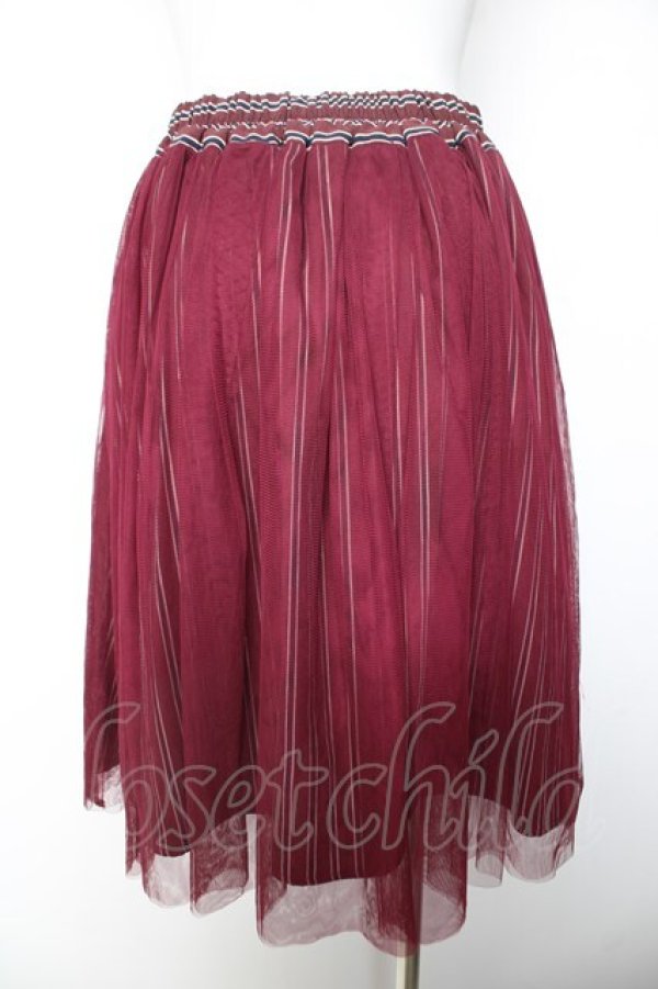 画像2: axes femme / チュール重ね柄スカート M ワイン Y-26-02-05-097-AX-SK-SZ-ZY (2)