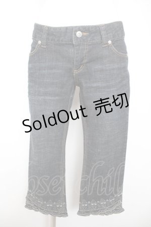画像: axes femme / 刺繍入りクロップドデニムパンツ L 黒 Y-26-02-05-099-AX-PA-SZ-ZY