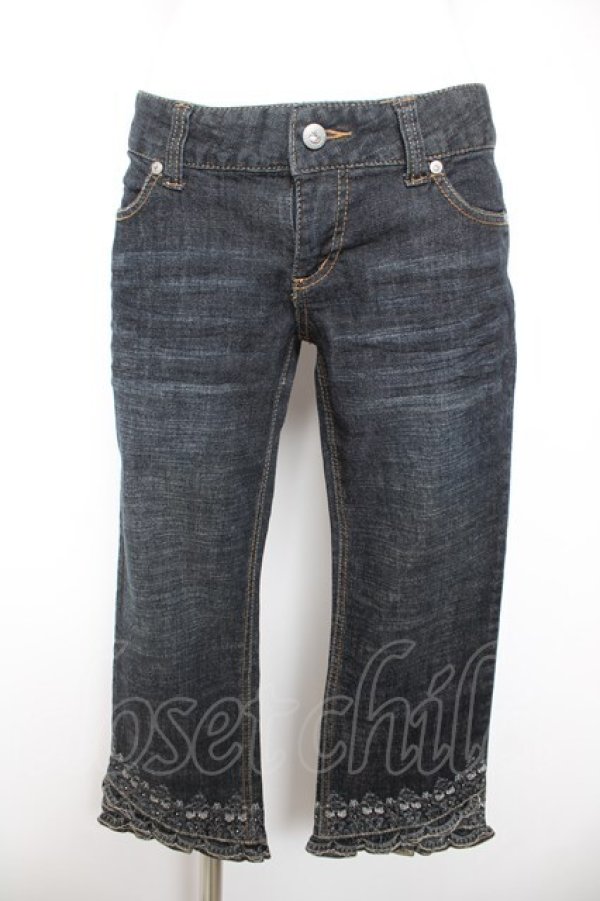 画像1: axes femme / 刺繍入りクロップドデニムパンツ L 黒 Y-26-02-05-099-AX-PA-SZ-ZY (1)