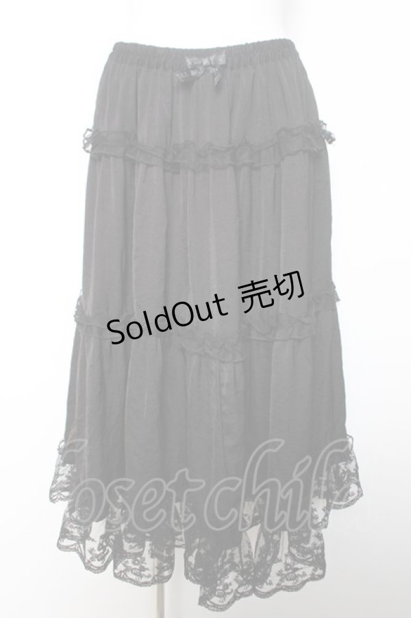 画像1: m petit by misako / サテンキリカエペチスカート L 中黒 Y-26-02-05-101-LO-SK-SZ-ZY (1)