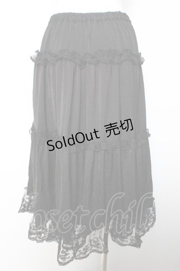 画像2: m petit by misako / サテンキリカエペチスカート L 中黒 Y-26-02-05-101-LO-SK-SZ-ZY (2)