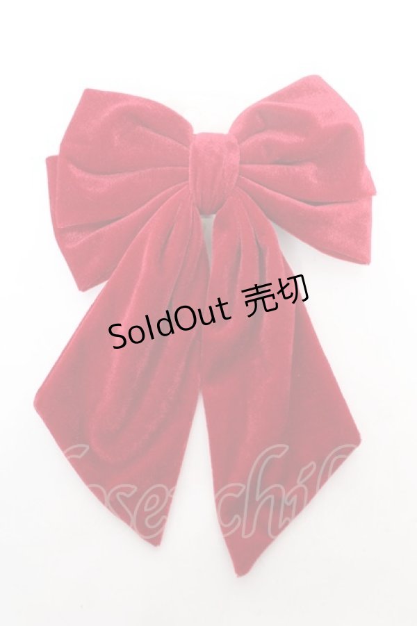 画像1: axes femme POETIQUE / ベロアリボンバレッタ  ワイン Y-26-02-05-014-AX-AC-SZ-ZT0308D (1)