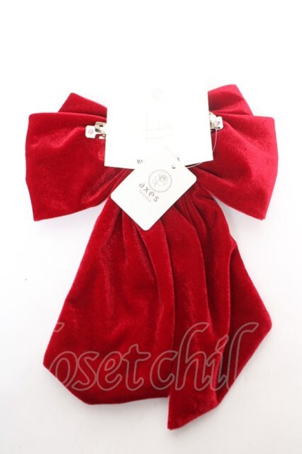画像2: axes femme POETIQUE / ベロアリボンバレッタ  ワイン Y-26-02-05-014-AX-AC-SZ-ZY (2)