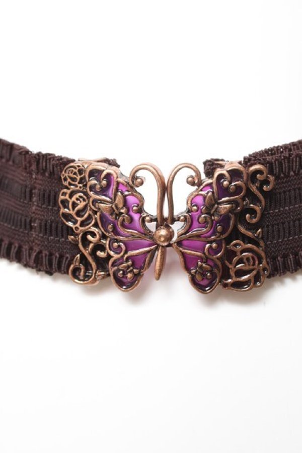 画像1: axes femme / 蝶バックルゴムベルト  茶 Y-26-02-05-019-AX-BL-SZ-ZY (1)