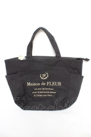 画像: Maison de FLEUR / サイドポケットSトートバッグ F ブラック Y-26-02-05-036-LO-BG-SZ-ZY