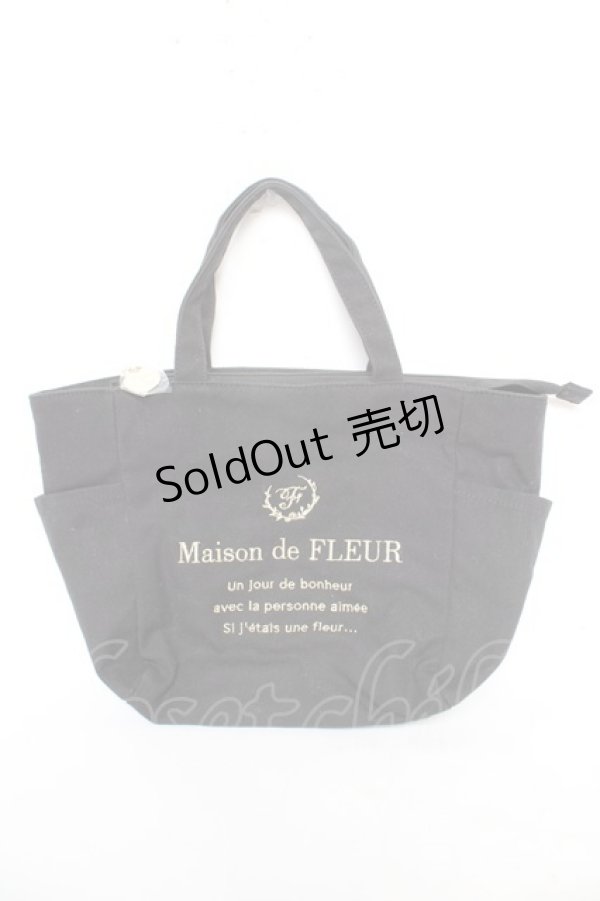 画像1: Maison de FLEUR / サイドポケットSトートバッグ F ブラック Y-26-02-05-036-LO-BG-SZ-ZT335 (1)