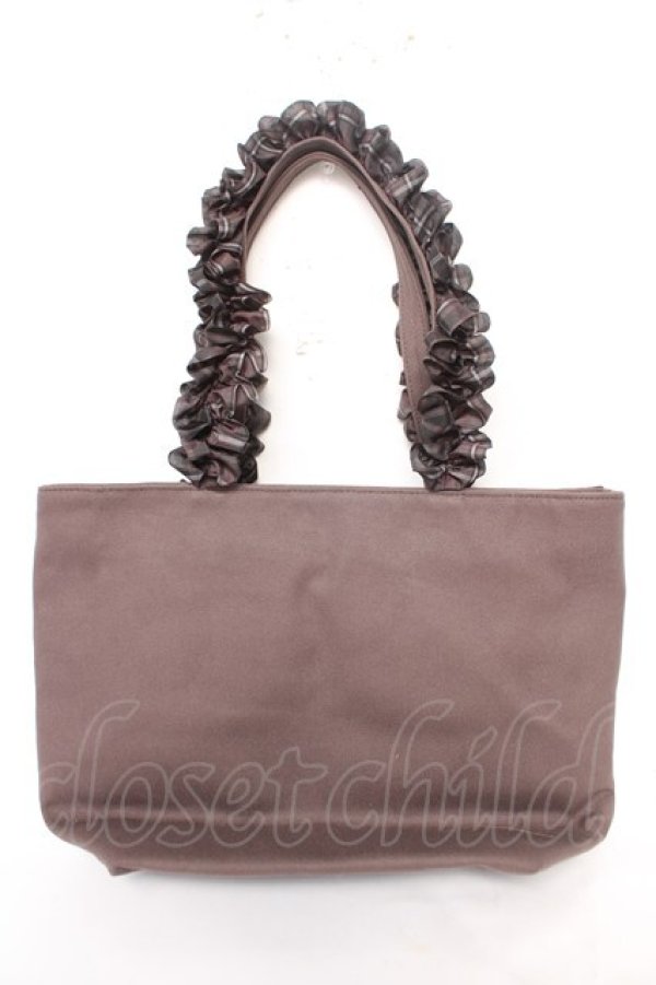 画像2: Maison de FLEUR / チェックリボンフリルハンドルトートSバッグ F ブラウン Y-26-02-05-038-LO-BG-SZ-ZY (2)