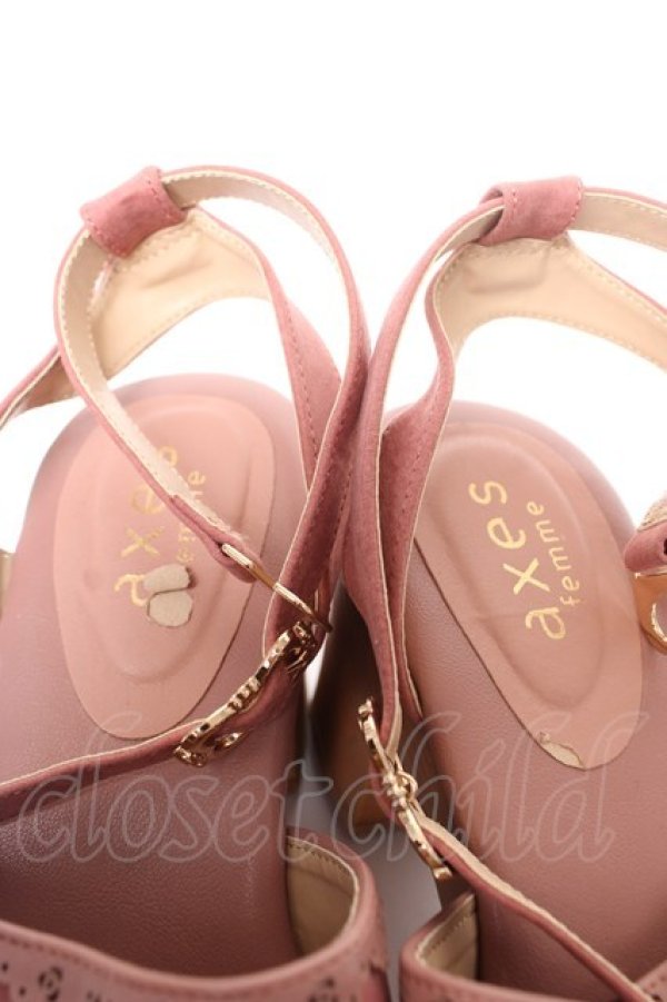 画像5: axes femme / バラ刺繍木底風サンダル L ピンク Y-26-02-09-044-AX-SH-SZ-ZY (5)