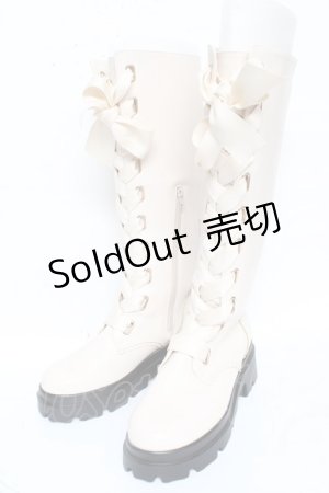 画像: axes femme POETIQUE / レースアップロングブーツ L 生成り Y-26-02-09-045-AX-SH-SZ-ZY