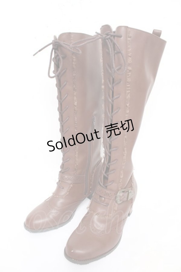 画像1: axes femme / レースアップロングブーツ L 茶 Y-26-02-09-046-AX-SH-SZ-ZY (1)