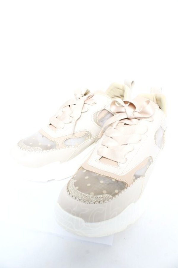 画像1: axes femme POETIQUE / ドットチュールスニーカー L ベージュ Y-26-02-09-047-AX-SH-SZ-ZY (1)