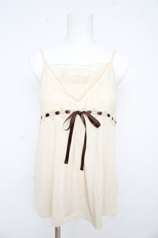 画像1: axes femme / はしごレースリボンキャミソール  生成り Y-26-02-09-051-AX-TO-SZ-ZY (1)