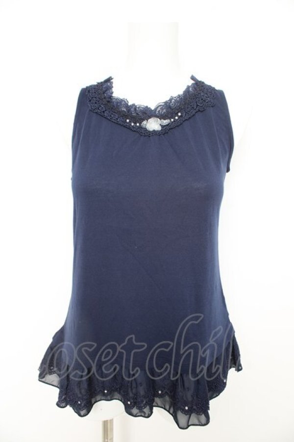 画像1: axes femme / レース使いタンク  紺 Y-26-02-09-053-AX-TO-SZ-ZY (1)