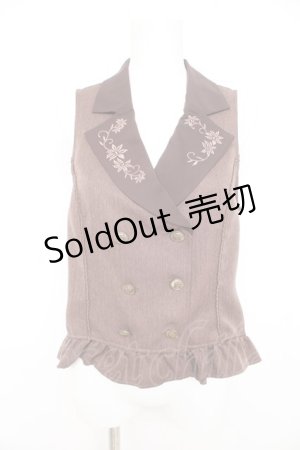 画像: axes femme / 花刺繍レースアップベスト M 茶 Y-26-02-09-056-AX-TO-SZ-ZY