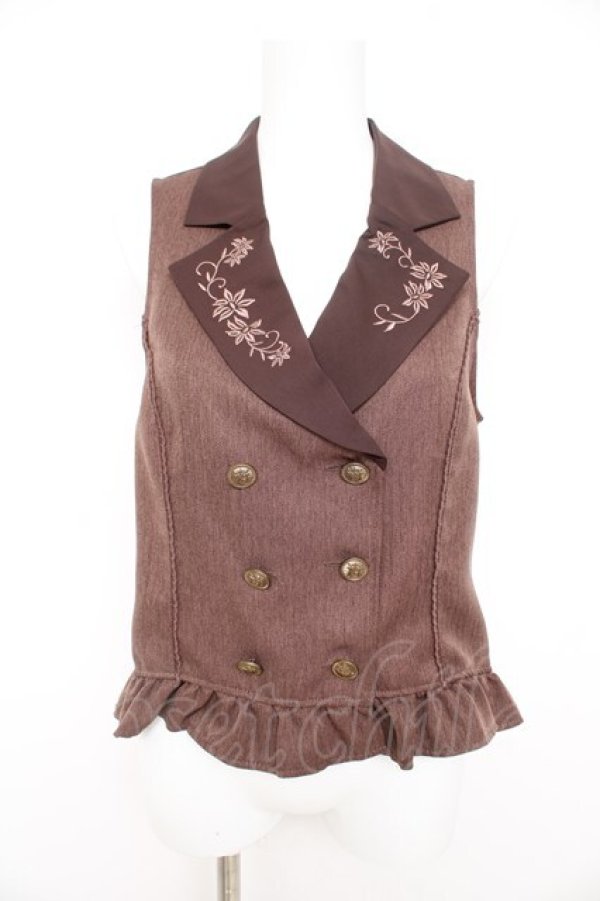 画像1: axes femme / 花刺繍レースアップベスト M 茶 Y-26-02-09-056-AX-TO-SZ-ZY (1)