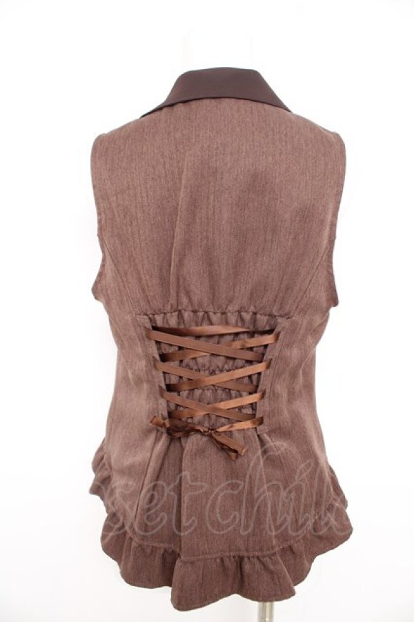 画像2: axes femme / 花刺繍レースアップベスト M 茶 Y-26-02-09-056-AX-TO-SZ-ZY (2)